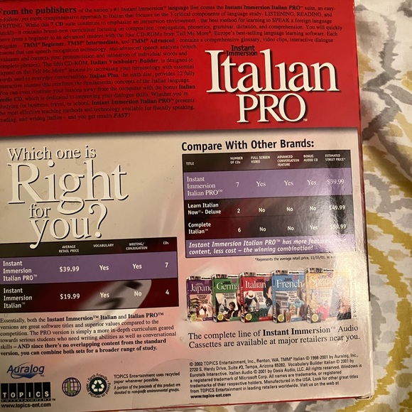 Instant Immersion Italian Pro Suite 7 CD Platinum Edition #1 language learning - Picture 14 of 15